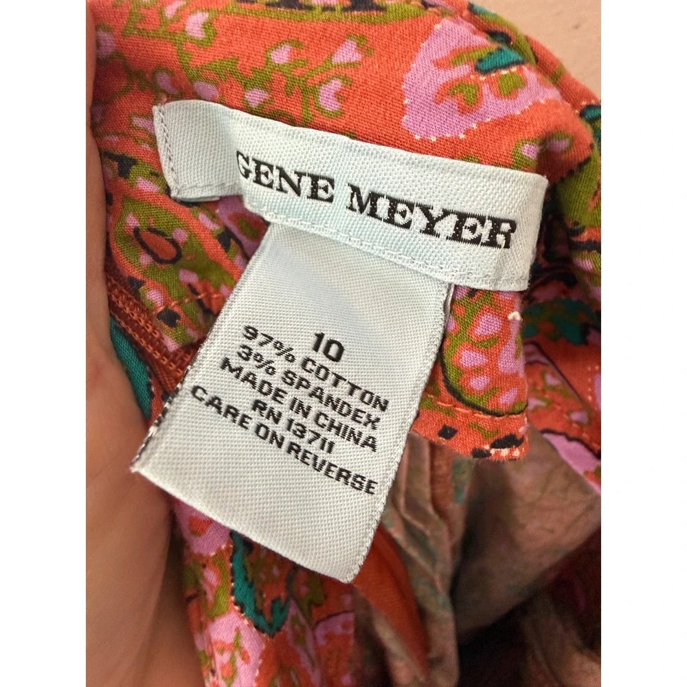 Gene Meyer cotton boho paisley knee‎ knife pleated swing vintage inspired 10